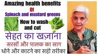 Health benefits of green leafy vegetables, सरसों पालक का साग सेहत का खज़ाना,How to wash and cut it