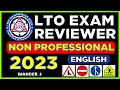 2023 NON PRO ENGLISH LTO EXAM REVIEWER | Non Professional Driver's License (W/ Traffic & Road Signs)