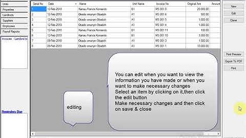 MamboSoftware property manager videos Client Tenant transaction list  Invoices