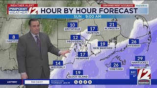 WPRI 12 Weather Forecast for 1/20/26:  Very cold today; light snow and wind Sunday