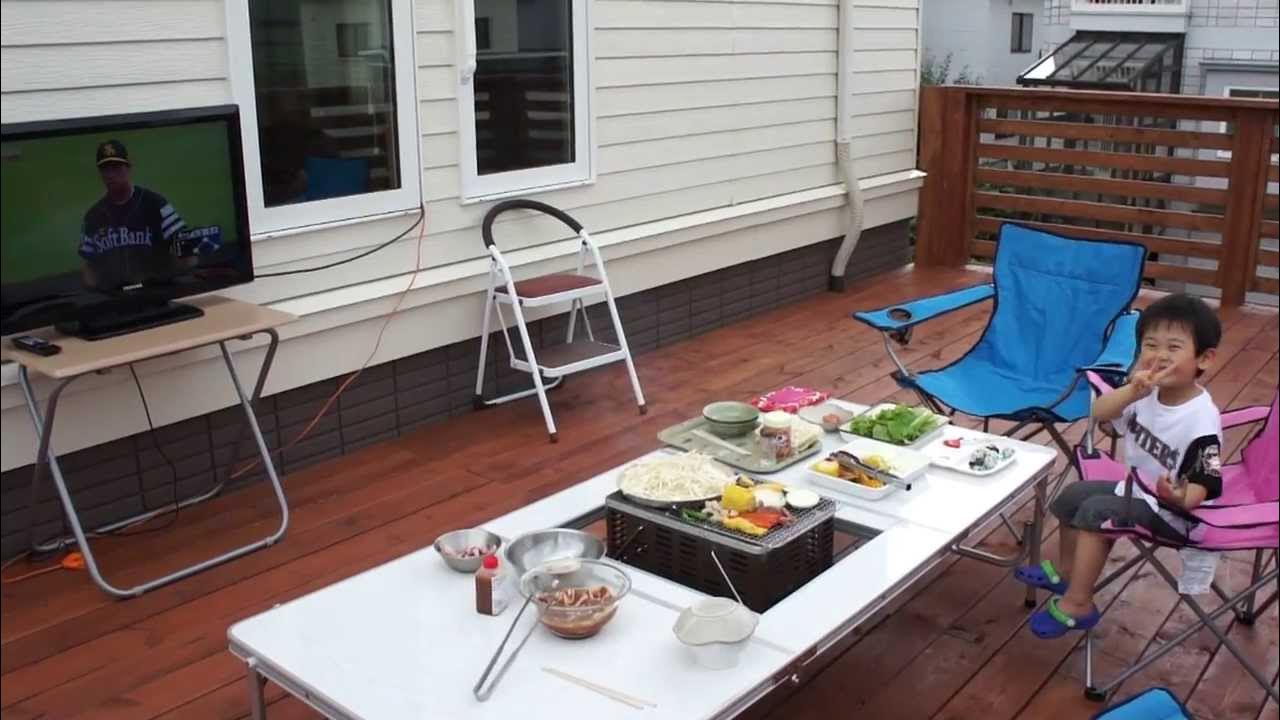ウッドデッキで焼肉+日ハム観戦 YouTube