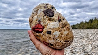 Michigan Rock Hunters Discover Pudding Stone and Petoskey Stone MOTHERLOAD! Great Lakes Rockhounding