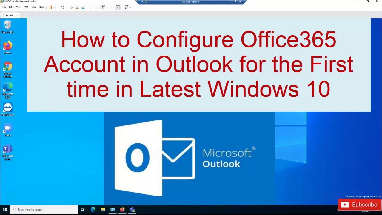 How to Configure Office 365 Account in Outlook for the First time in Latest  Windows 10 - YouTube