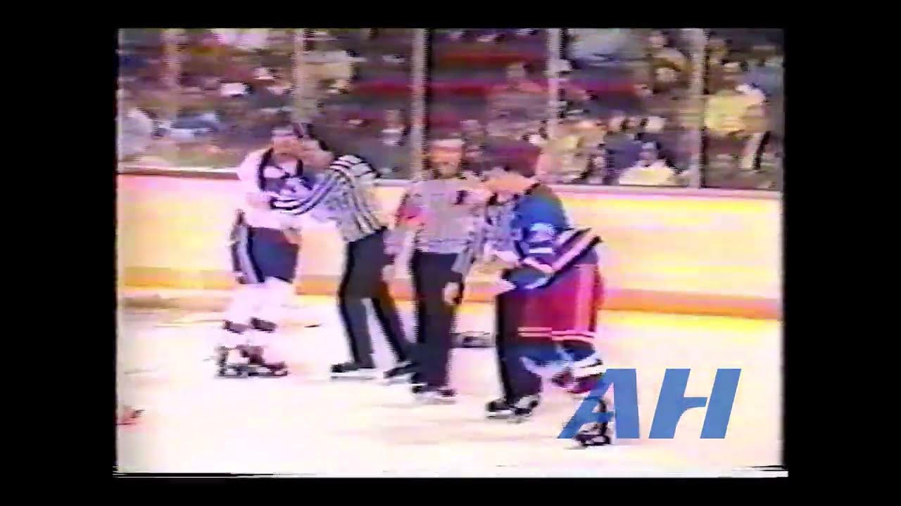 NHL Jan. 21, 1981 Barry Legge,WPG v Nick Fotiu,NYR Winnipeg Jets New York Rangers