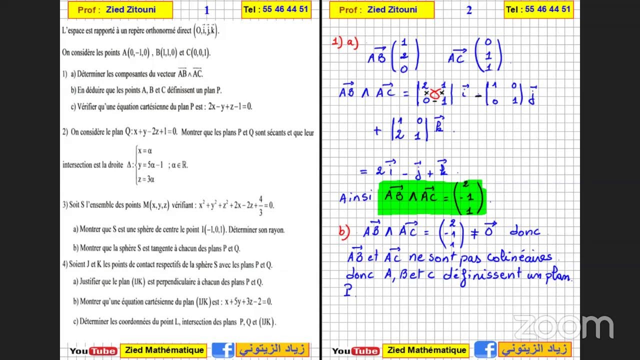 02 - Espace Correction Exercice Bac Scientifique