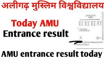 AMU today entrance result out 2022 AMU entrance test results M. Arch. M. Planing rural and urban