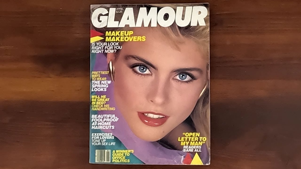 1985 April ASMR Magazine Flip Through: Glamour w Kim Alexis, Kelly Lynch, Cindy Crawford