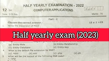 12th computer applications half yearly Exam 2023 || Model question paper 2023