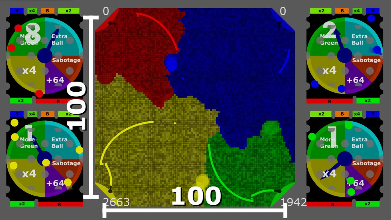 Giant Multiply or Release - 100x100 Grid - Algodoo Marble Race