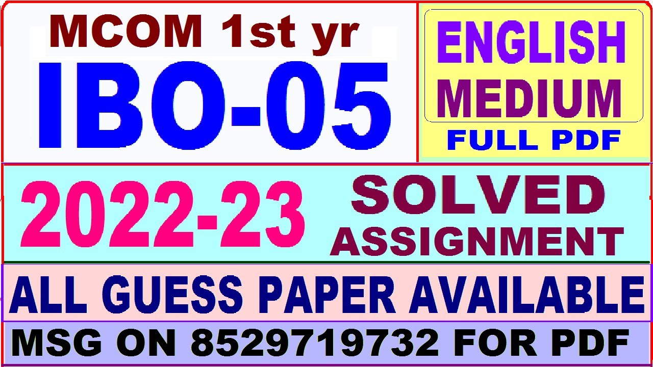 Ibo 05 solved assignment 2022 23 ibo 5 solved assignment in english