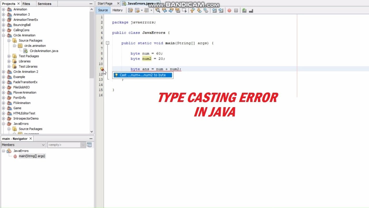 Type Casting Error in Java - YouTube image.