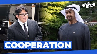 What did the president of the UAE, HYBE chief Bang Si-hyuk discuss?