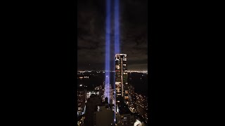 The location of the light installations that project the 911 twin towers light memorial