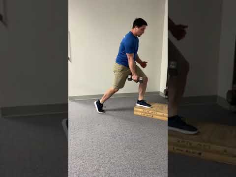 Front foot elevated split squat with weight in opposite hand- biasing hip internal rotation