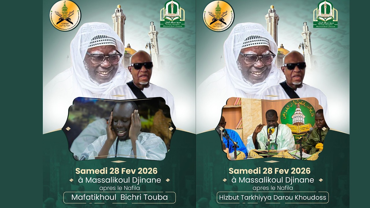 🔴 EN DIRECT DOUNDAL GUOUDDIK KOOR THI XASSIDA YI Ramadan 2026 - Grande Mosquée Massalikul Jinaan