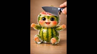 🍉 Cute Watermelon Doll Character 🧸 | ✨ Crystal Fruit Art | 🔥 Viral Shorts Video #ai