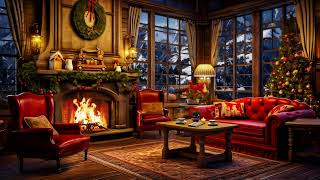Warm Christmas Jazz Music in Cozy Room Ambience ASMR ? Howling Wind & Fireplace Sounds for Relaxing