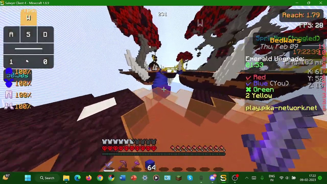Playing bedwars on PikaNetwork on the map Eastwood