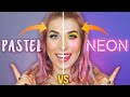 ♦ PASTEL 🌸 vs. NEON 🎾 - pół twarzy challenge ♦ Agnieszka Grzelak Beauty