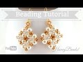Easy beaded earrings, Pearl earrings, 'Winterglow' Earrings, Beading Tutorial, by HoneyBeads1