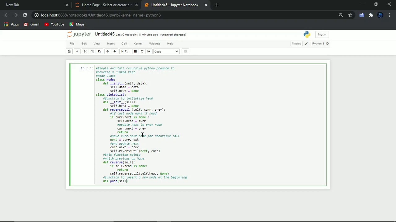 Python Program Reverse a Linked List - YouTube