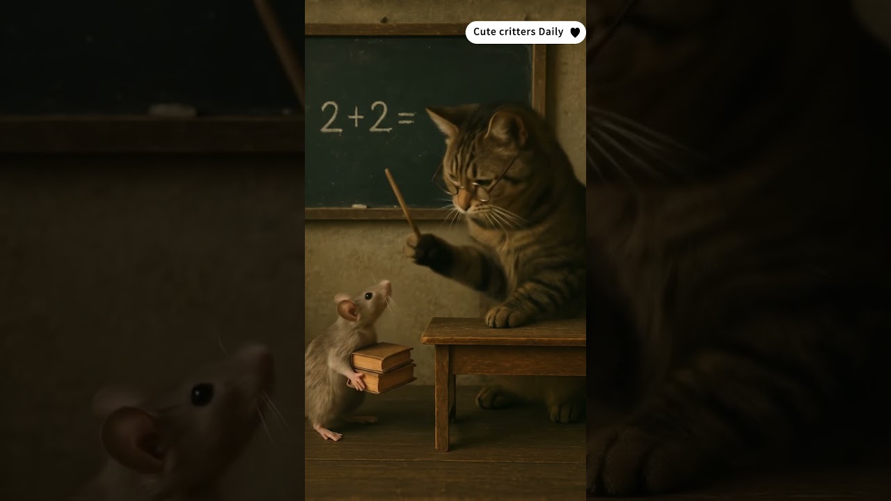 Cat Teacher Loses It: Mouse Just Hugs the Book in Class!  