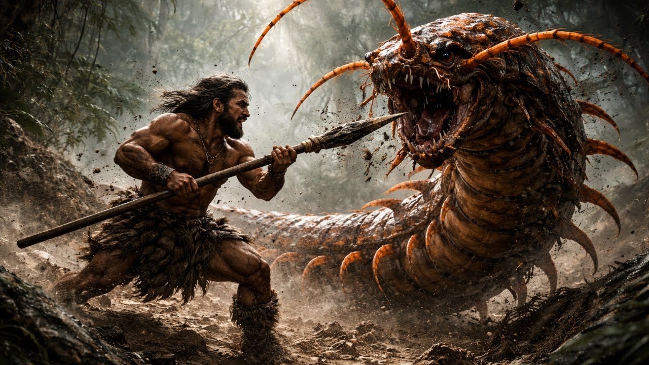 AI Life 2.7M Years Ago: Homo Habilis Ancestors vs Giant Centipede Ancestor – The Deadliest Encounter