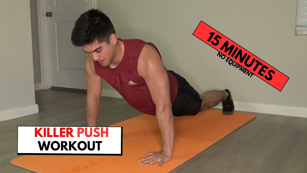 15 MIN UPPER BODY WORKOUT - NO EQUIPMENT (CHEST, SHOULDERS & TRICEPS ...