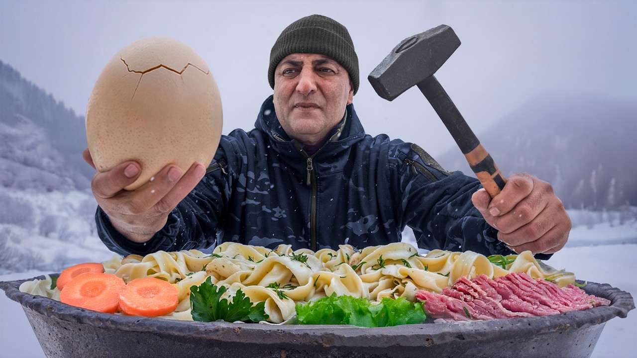 Ramen De Campo Con Huevo Gigante De Avestruz