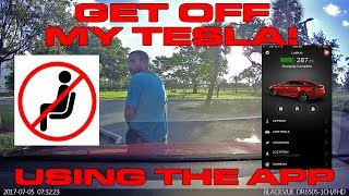 I used the tesla app this morning to get guy off my car. honk feature
of but on second thought maybe should have summon fe...