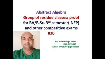 Group of residue classes modulo n  | Proof | Group theory | NEP 3rd semester |Abstract algebra | #20