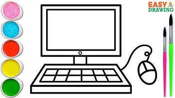 How to Draw a Computer in Easy & Simple Steps | Drawing Tutorials for Beginners