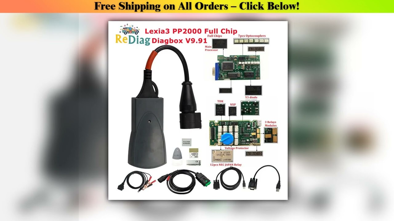Professional Diagnostic Tool Full Chips Lexia3 PP2000 OBD2 Diagbox V9.91 Firmware 921815C For