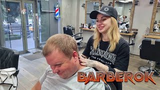 ASMR LADY BARBER 💈 Pretty Young Elya With Straight Razor Made My Day!🪒Respect For Amazing Work🔥 screenshot 5