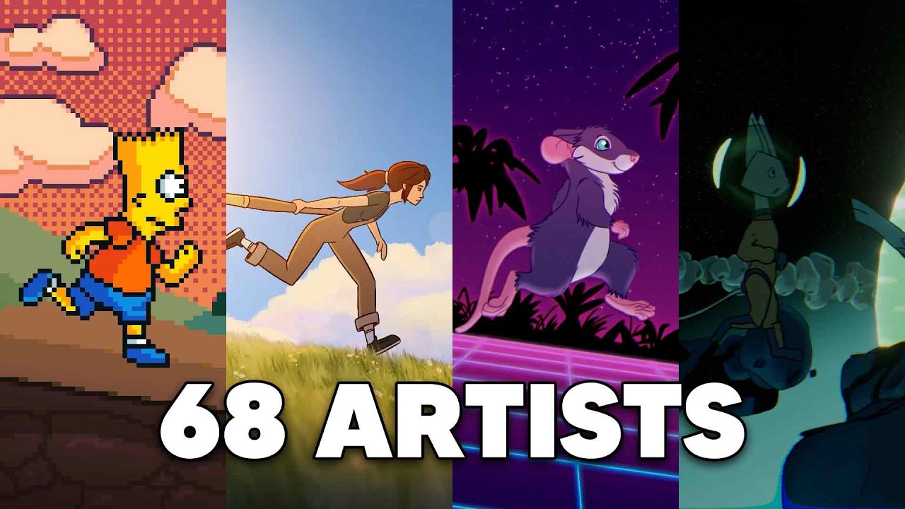 68 художников создают анимацию по одному заданию || Downhill Dash