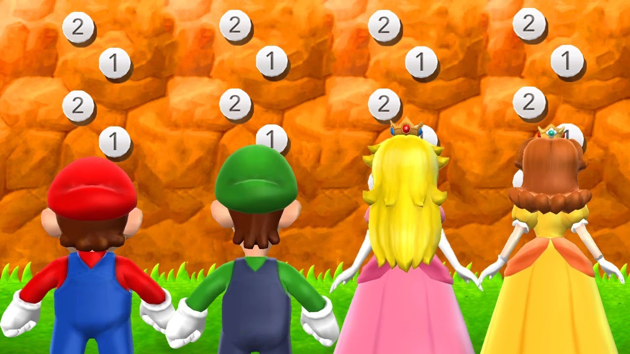 Mario Party 9 - Minigames Mario vs Luigi vs Peach vs Daisy - Master Difficulty