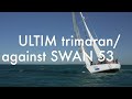 Ultim trimaran against swan 53 around cape horn