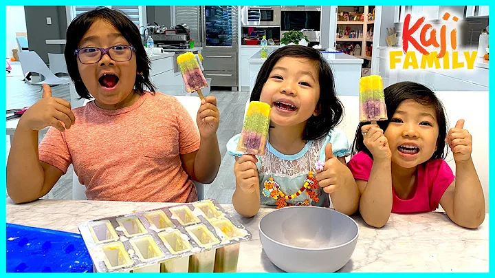 Kids Size DIY How to make Rainbow Popsicles Ice Cr...