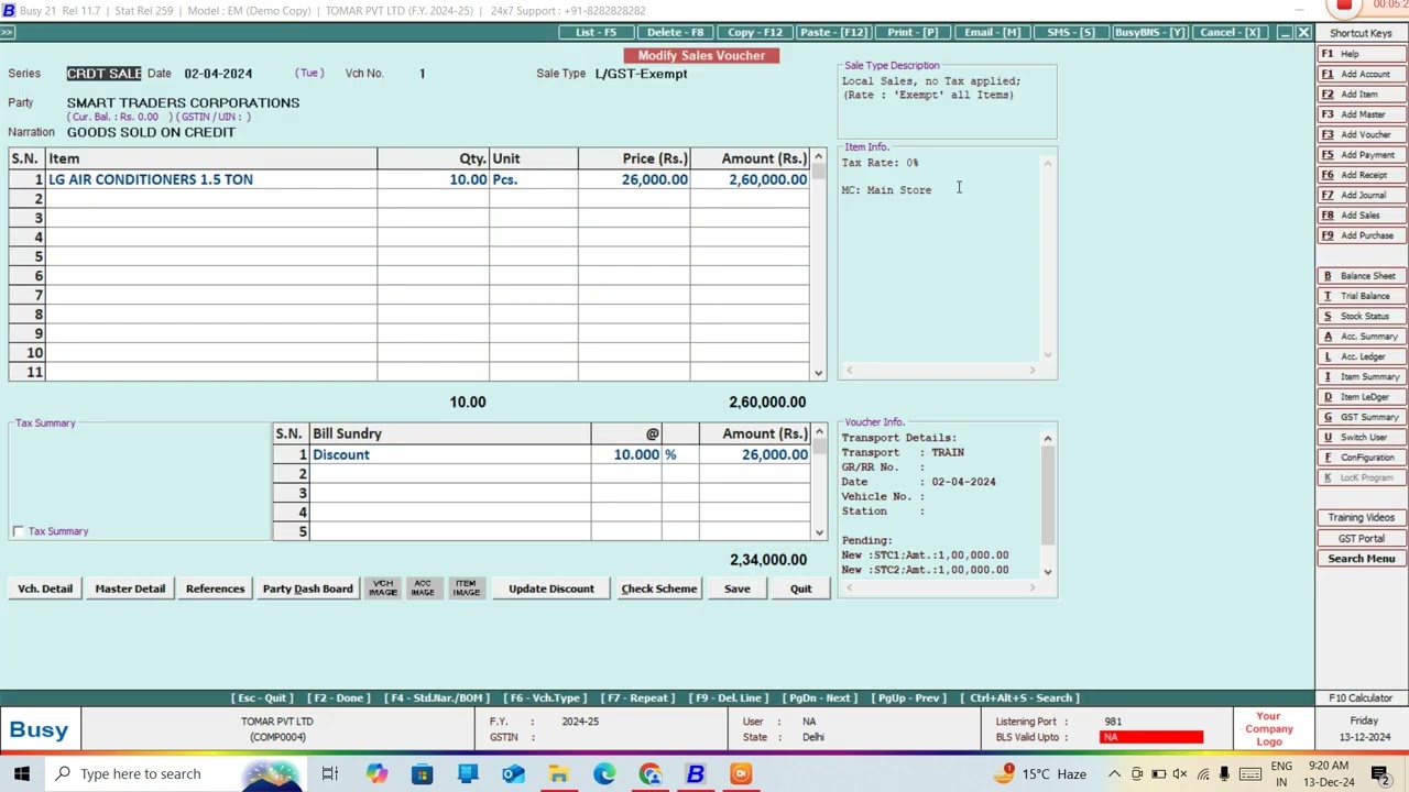 Sales Analysis One Party All Items in BUSY Tally Science Data Entry GST Computer Software Tally Prim