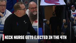 Nick Nurse EJECTED after picking up 2 quick technical fouls in the 4th 😬