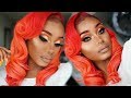 The PERFECT BRIGHT Red hair on WOC + MINI Makeup Tut  | Maxglamhair