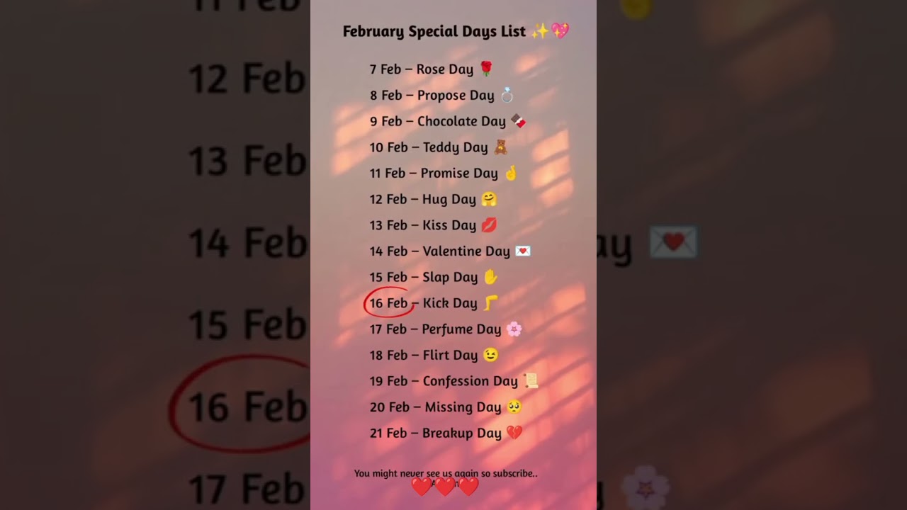 February Special Days List 💖 | Valentine Week Full Schedule 2025 | Love & Breakup Days