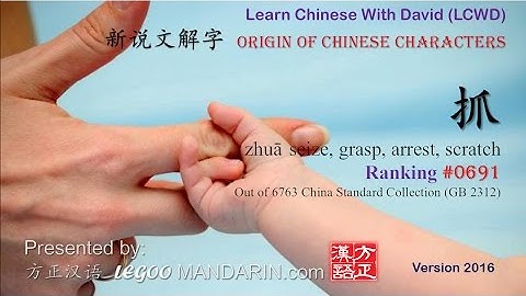 Origin of Chinese Characters - 抓 seize, grasp, arrest, scratch - Learn Chinese with Flash Cards