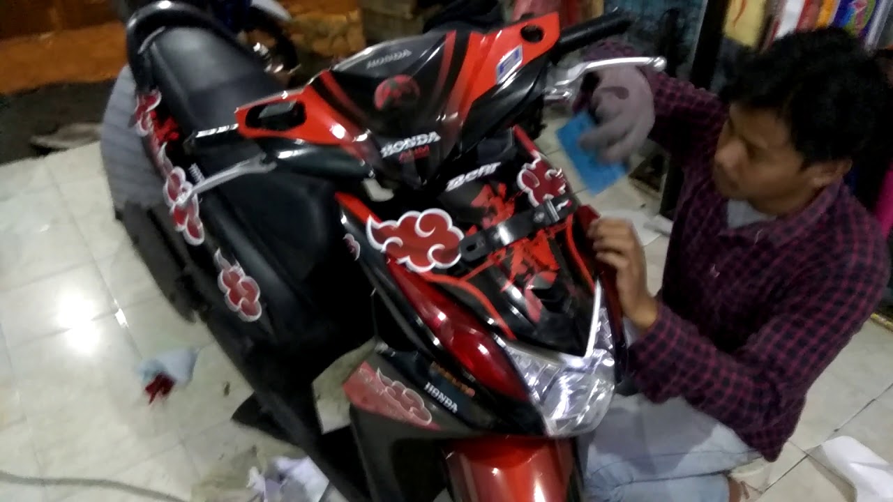 Modifikasi Honda Beat FI Akatsuki Naruto Design By Pulau Biru Stiker By Pulau Biru Stiker