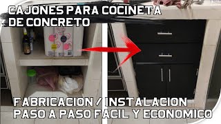 COMO HACER PUERTAS Y CAJONES DE MADERA PARA COCINA DE CONCRETO PASO A PASO // INSTALACION Y FABRICAC