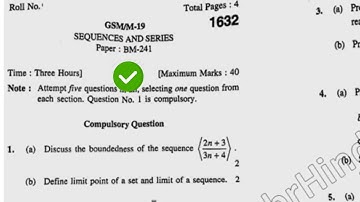 2019 Kuk BSc 3rd Sem Maths Sequence & Series Question Paper