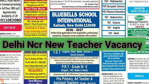 ✍️Delhi NCR Latest Teaching Jobs Today | PRT TGT PGT Vacancy 2025 | New School Recruitment✍️