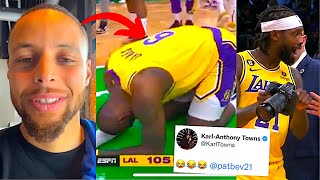 NBA PLAYERS REACT TO LEBRON JAMES MISSED FOUL CALL BY REFEREES VS CELTICS | PAT BEV SHOWS CAMERA
