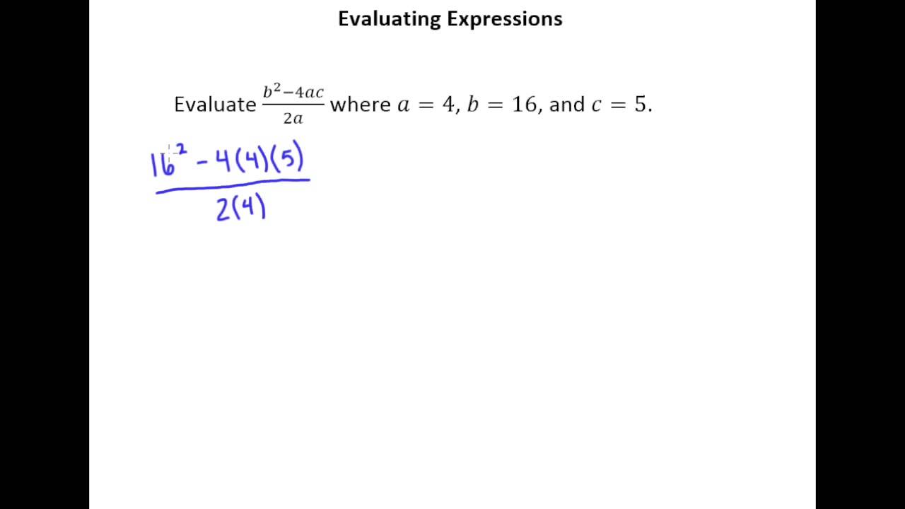 1.7c Evaluating Expressions - YouTube