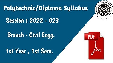 Polytechnic/Diploma Civil Engineering 1st Year 1st Sem.Complete Syllabus 2022 - 023 pdf download